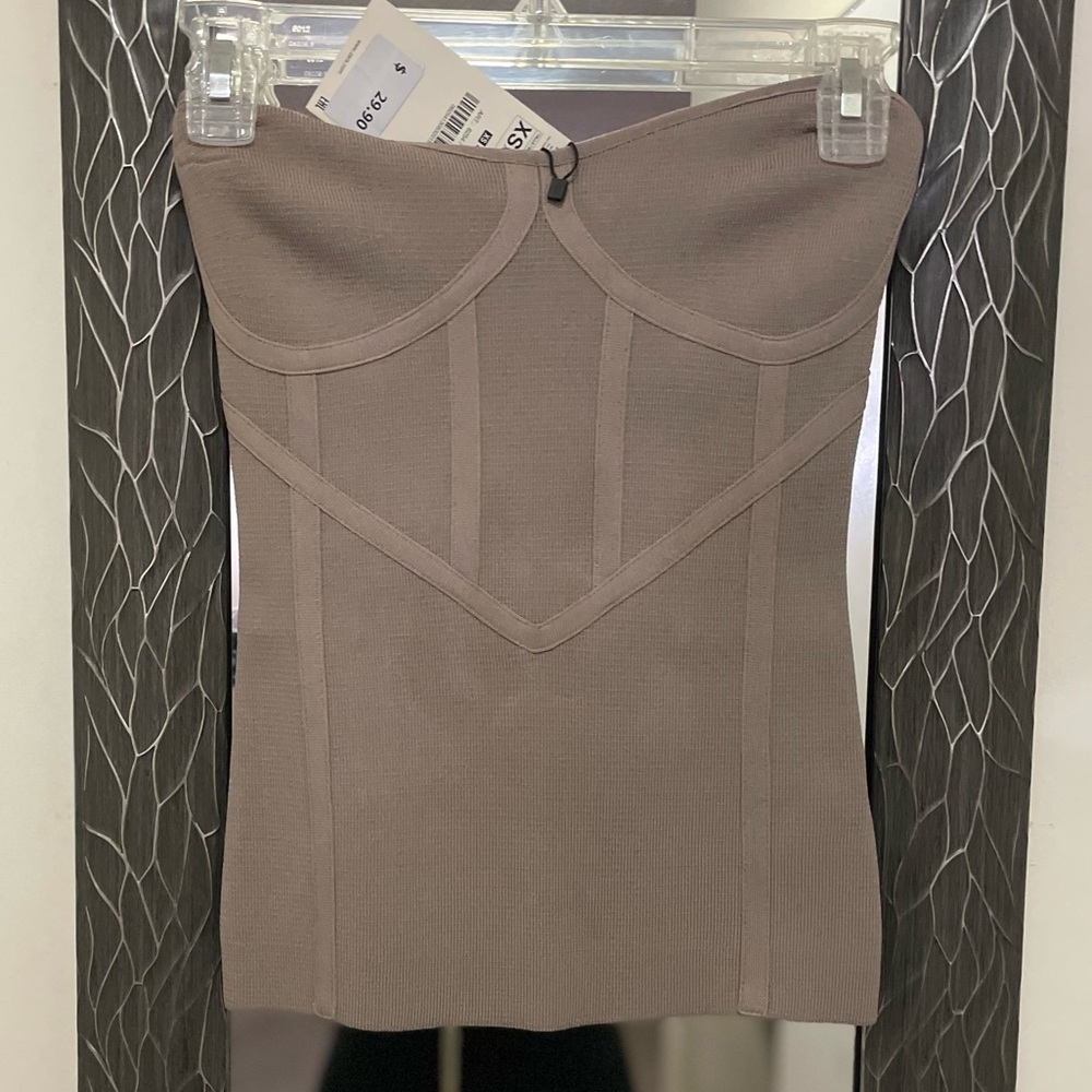 Zara Taupe Strapless Top